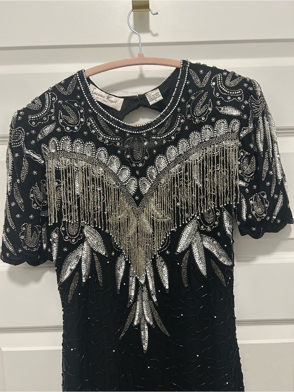 Laurence Kazar Black Dress with Silver Fringe Embellishment - Picture 2 of 9